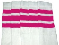 skatersocks Kids White tube socks with Hot Pink stripes