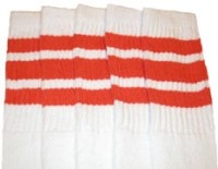 skatersocks Kids White tube socks with Orange stripes