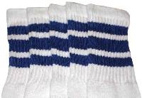 skatersocks Kids White tube socks with Royal Blue stripes