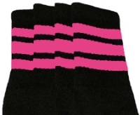 skatersocks Knee high Black tube socks with BubbleGum Pink stripes