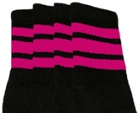 skatersocks Knee high Black tube socks with Hot Pink stripes