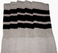 skatersocks Knee high Grey tube socks with Black stripes