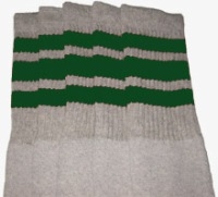 skatersocks Knee high Grey tube socks with Green stripes