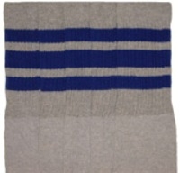skatersocks Knee high Grey tube socks with Royal Blue stripes