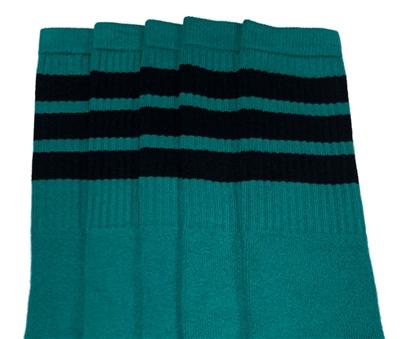 skatersocks Knee high Teal tube socks with Black stripes