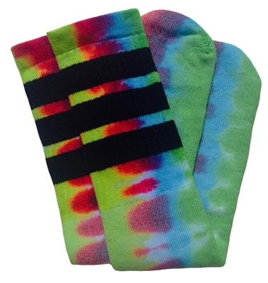 skatersocks Knee high Tie Dye socks Black stripes stripes