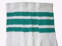 skatersocks Knee high White tube socks with Teal stripes
