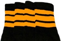 skatersocks Mid calf Black tube socks with Gold stripes