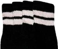 skatersocks Mid calf Black tube socks with White stripes