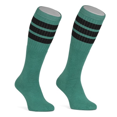 skatersocks Mid calf TEAL tube sock with BLACK stripes