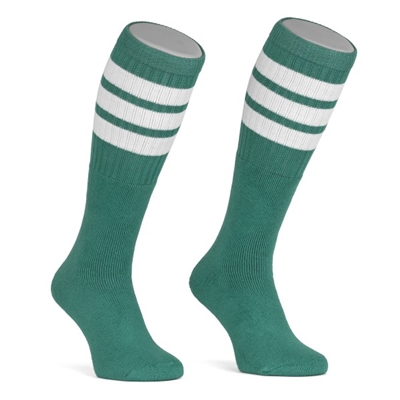 skatersocks Mid calf TEAL tube sock with WHITE stripes