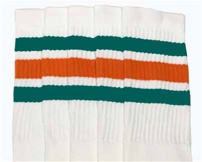 skatersocks Mid calf White tube sock with Teal-Orange