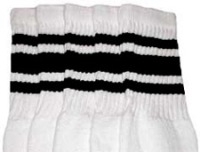 skatersocks Mid calf White tube socks with Black stripes