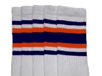 skatersocks Navy-Blue and Orange striped knee high tube socks