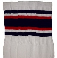 skatersocks Navy-Blue and Red striped knee high tube socks