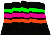 skatersocks Neon-Green and Hot-Pink striped knee high tube socks