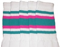 skatersocks Teal and Hot-Pink striped knee high tube socks