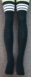 skatersocks Thigh high Black tube socks with White stripes