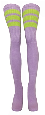 skatersocks Thigh high Flower tube socks with Acid stripes