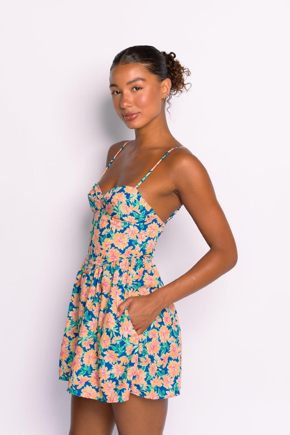 Skatïe Aurora Mini Dress Ecovoile In Sunflower – SKATIE