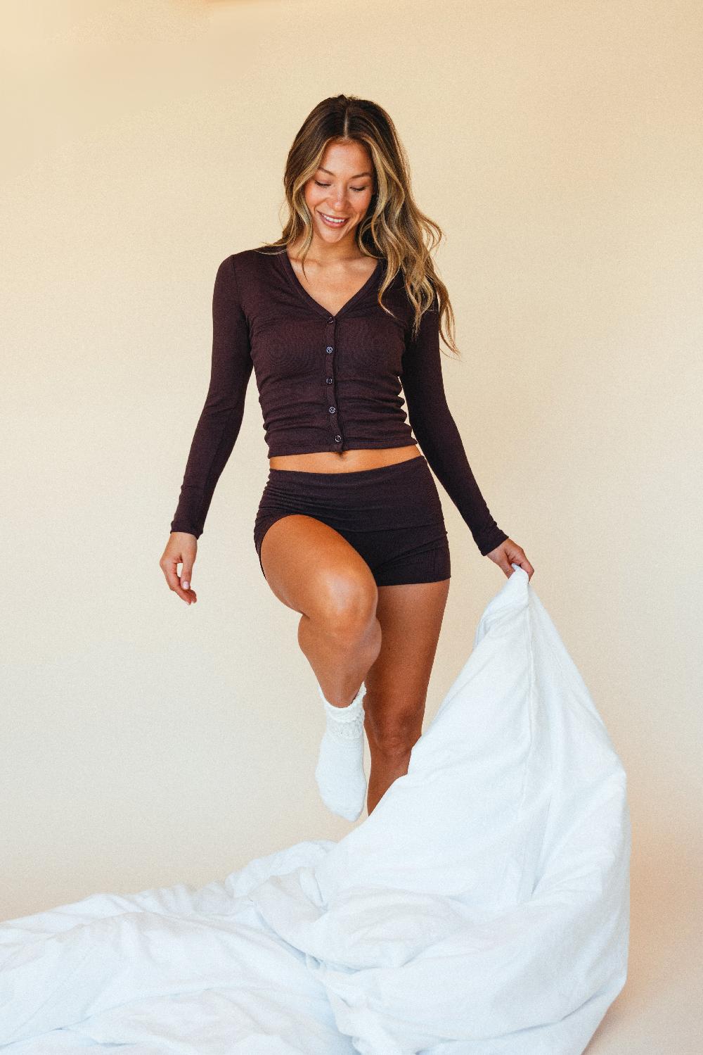 Skatïe Clara Cardigan Baby Ribbed In Toasted – SKATIE