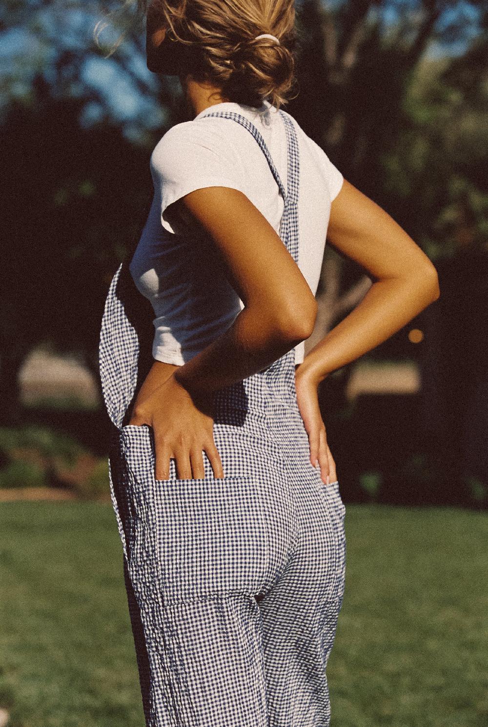 Skatïe Poppy Full Length Overalls In Blue Gingham – SKATIE