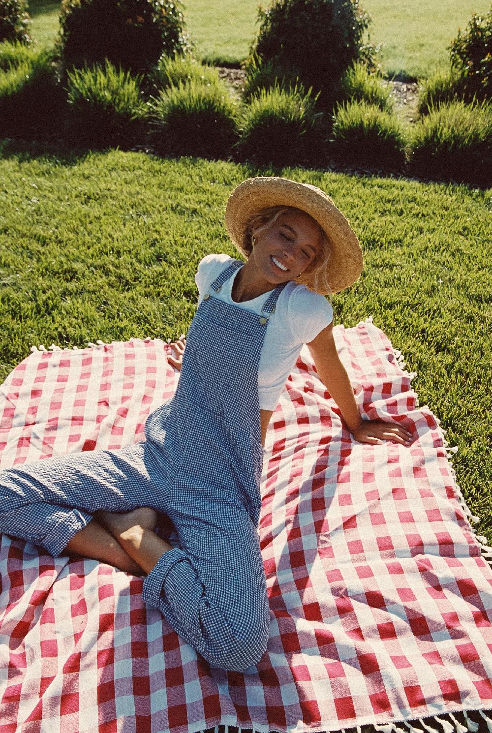 Skatïe Poppy Full Length Overalls In Blue Gingham – SKATIE