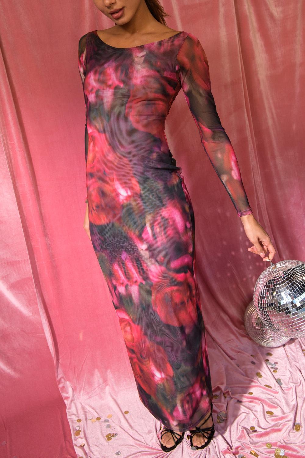 skatïe Beck Maxi Dress Mesh in Amour – SKATIE