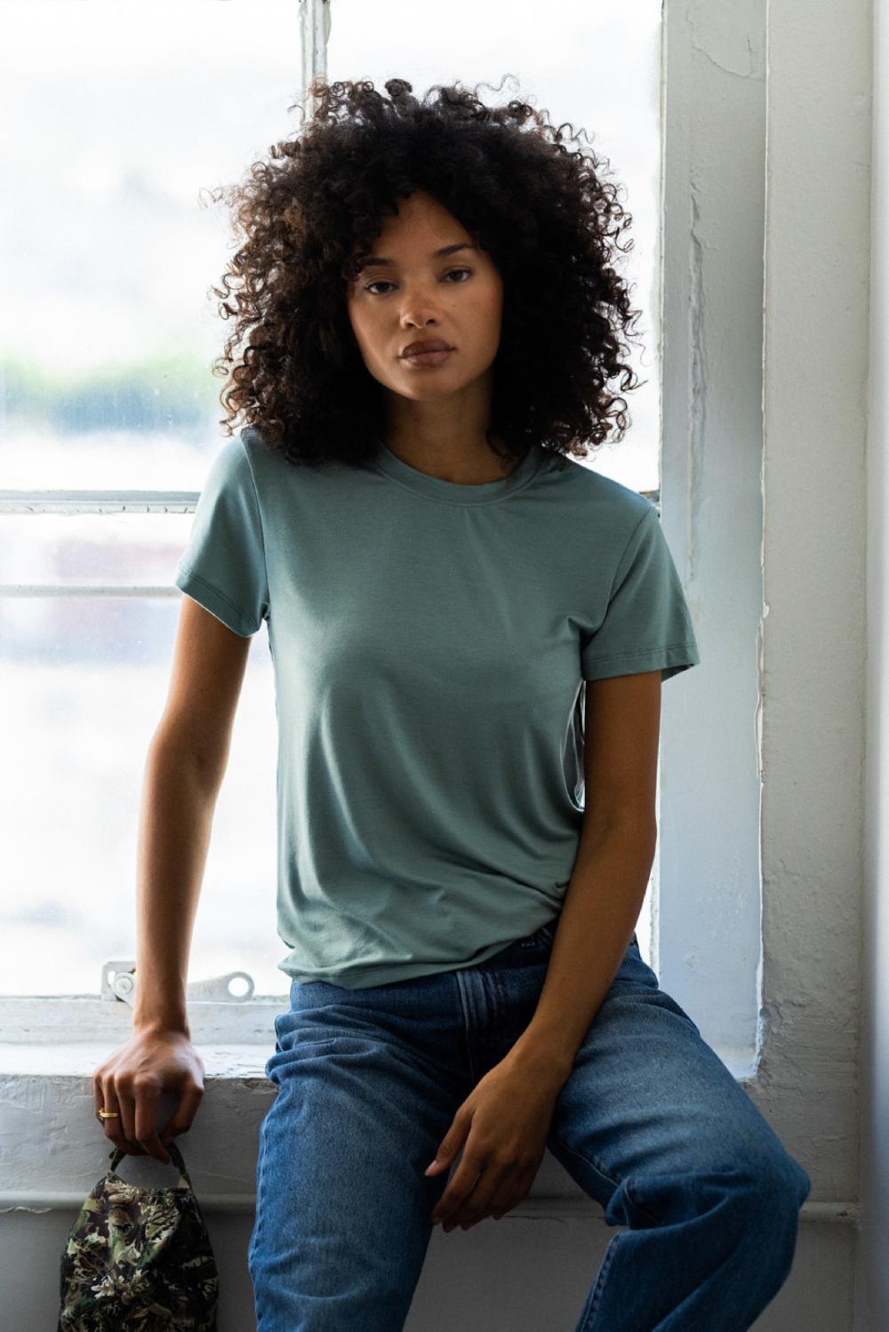 skatïe Bestie Tee Jersey in Sage – SKATIE