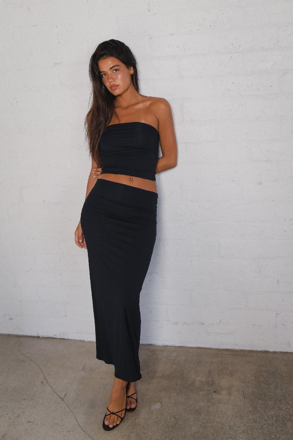 skatïe Billie Maxi Skirt Jersey in Black – SKATIE