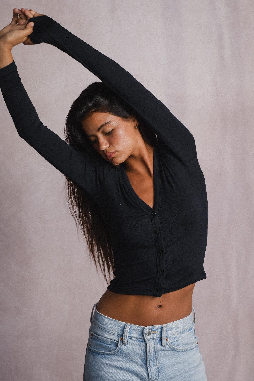 Skatïe Clara Cardigan Baby Ribbed In Black – SKATIE