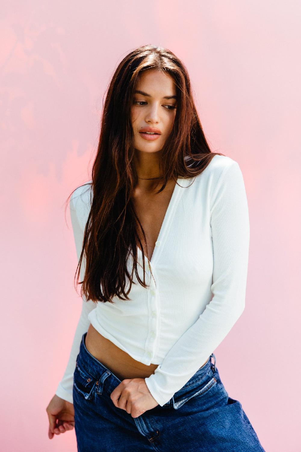 Skatïe Clara Cardigan Baby Ribbed In White – SKATIE