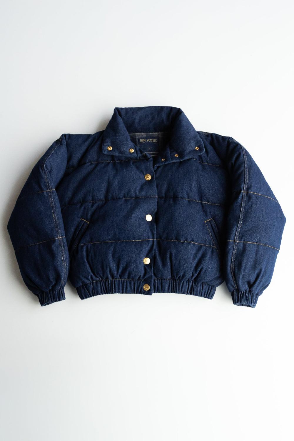 skatïe Denim Puffer Jacket in Raw Denim – SKATIE
