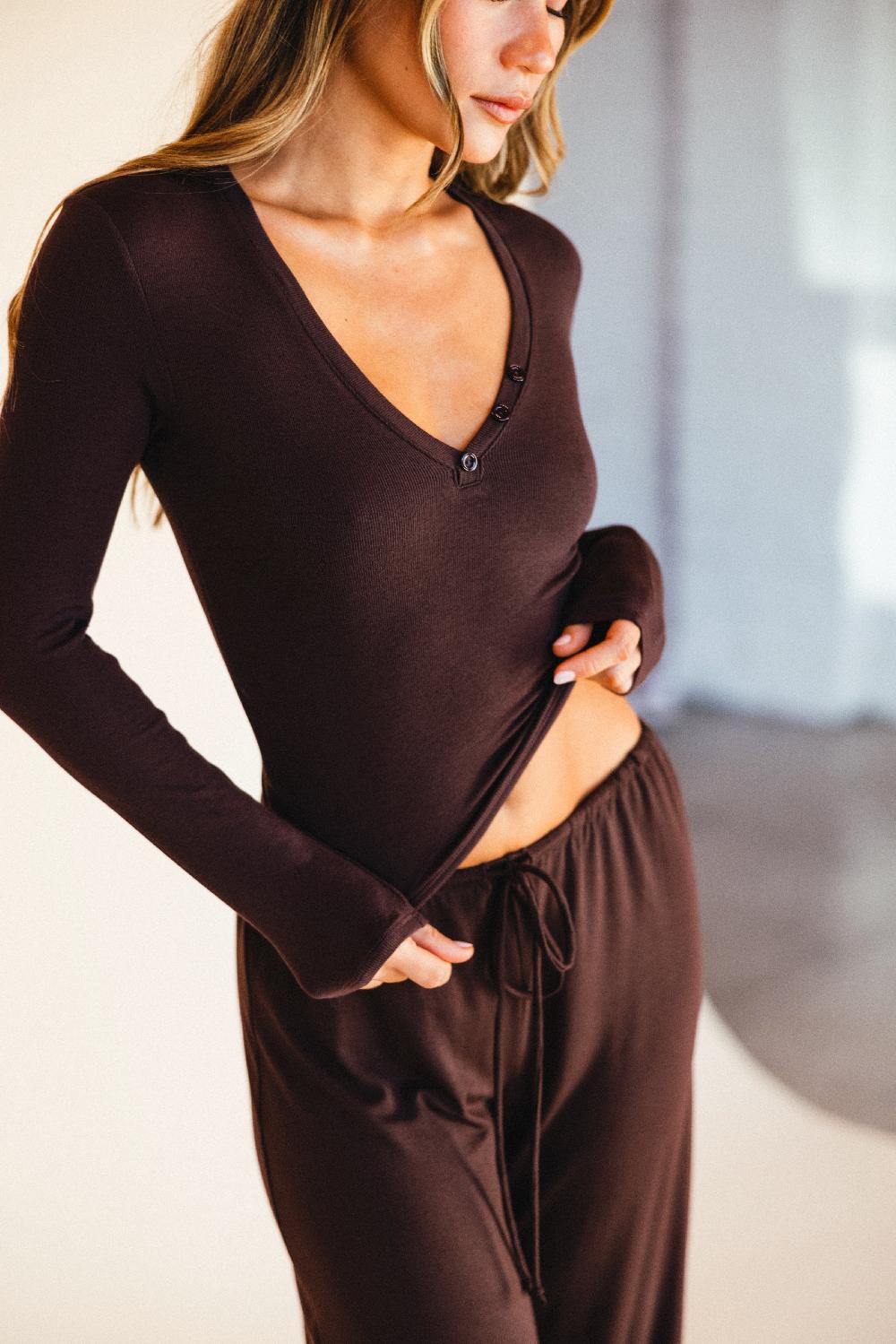 skatïe Henley Top Baby Ribbed in Toasted – SKATIE