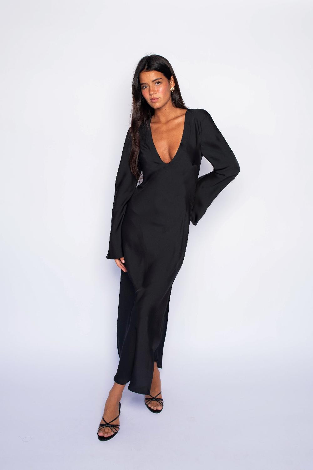 Skatïe Indie Dress Satin In Black – SKATIE