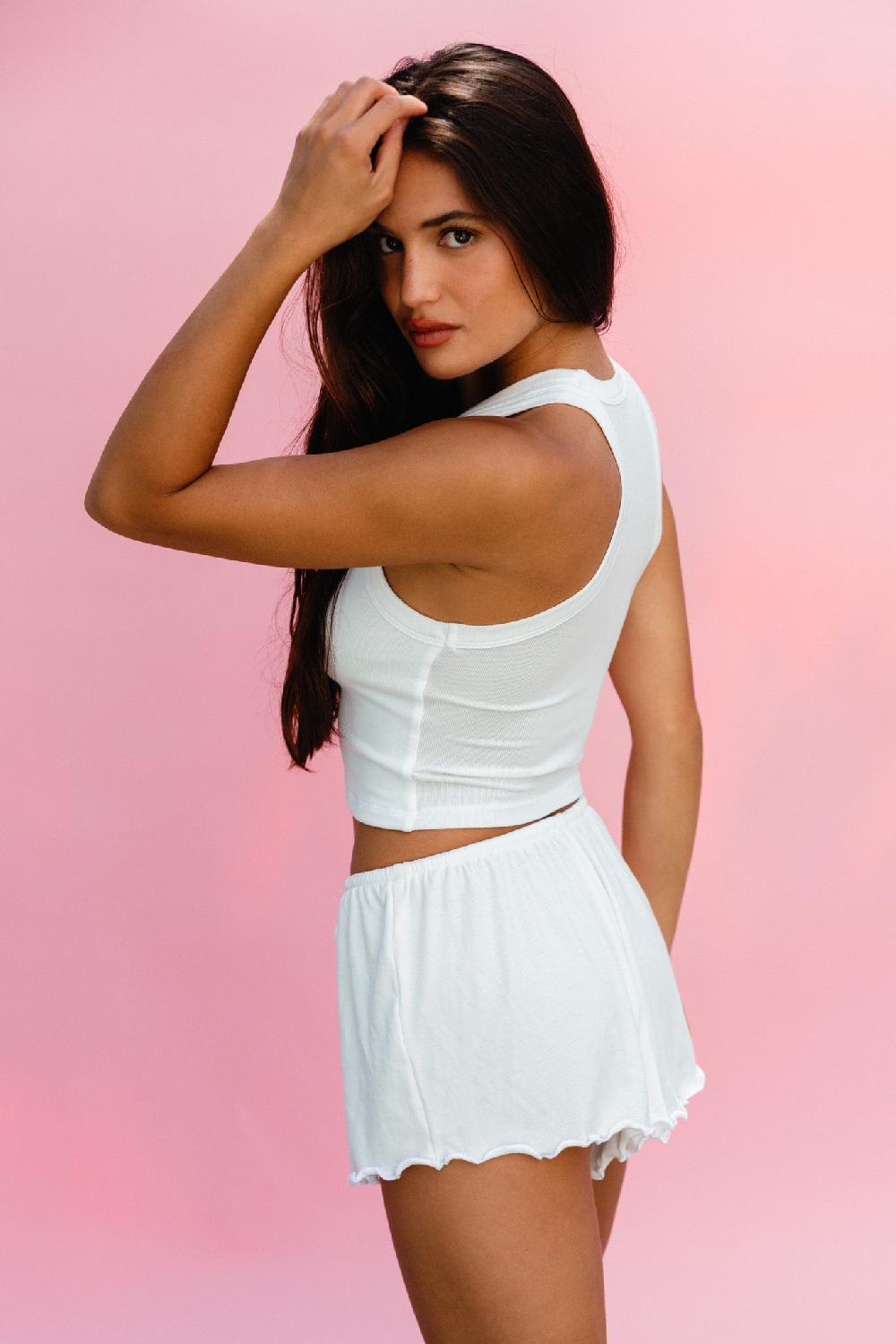 Skatïe Monica Crop Baby Ribbed In White – SKATIE