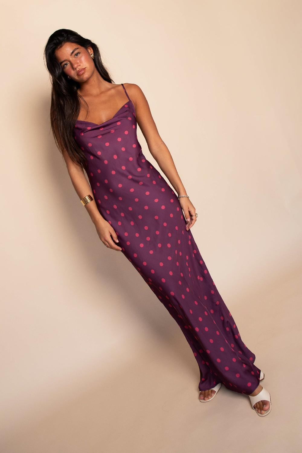 Skatïe Samantha Maxi Dress Satin In Dottie – SKATIE