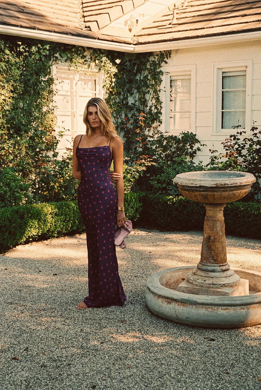 Skatïe Samantha Maxi Dress Satin In Dottie – SKATIE