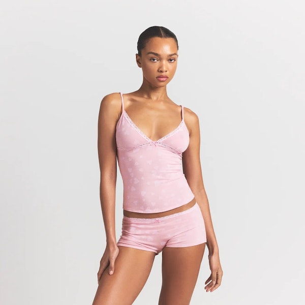 Skims LIGHTWEIGHT COTTON LACE CAMI AND BOY SHORT SET