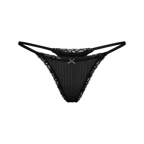 Skims LIGHTWEIGHT COTTON POINTELLE LACE STRING THONG