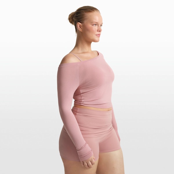 Skims NikeSKIMS STRETCH KNIT LONG SLEEVE BOATNECK TOP