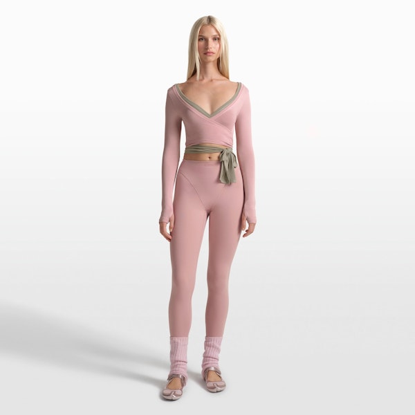 skims NikeSKIMS STRETCH KNIT WRAP LONG SLEEVE CROPPED TOP