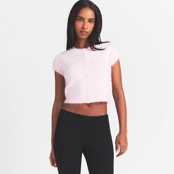 Skims BRUSHED ALPACA SHORT SLEEVE CARDIGAN