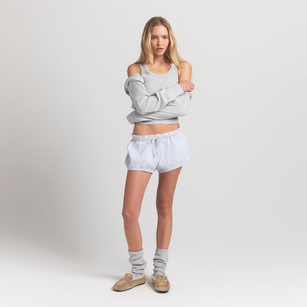 skims COTTON FLEECE BUBBLE HEM SHORT