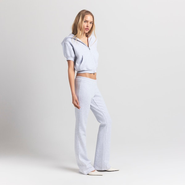 Skims COTTON FLEECE BUBBLE SLEEVE CROPPED ZIP UP