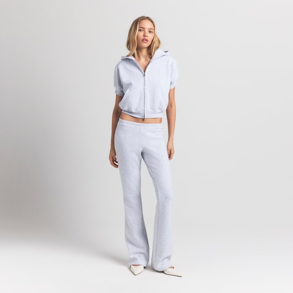 Skims COTTON FLEECE BUBBLE SLEEVE CROPPED ZIP UP