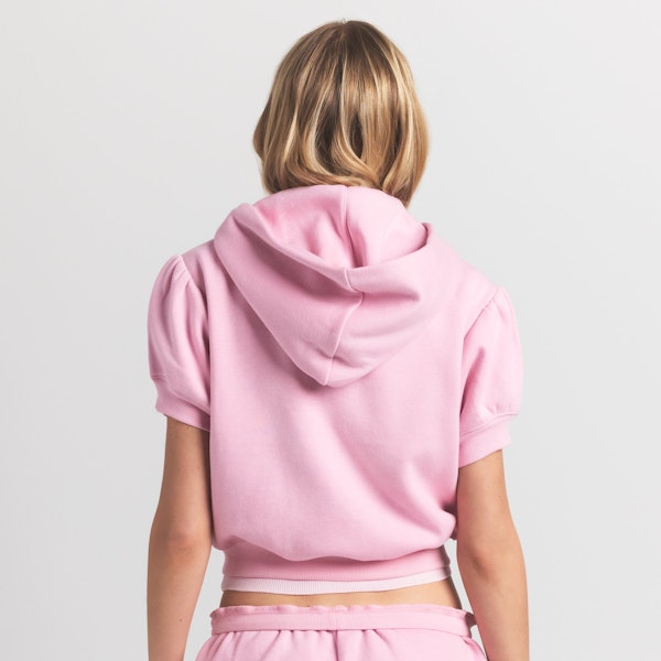 Skims COTTON FLEECE BUBBLE SLEEVE CROPPED ZIP UP