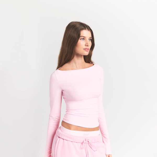 Skims COTTON JERSEY LONG SLEEVE BOATNECK TOP