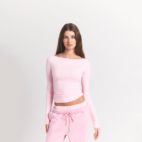 Skims COTTON JERSEY LONG SLEEVE BOATNECK TOP