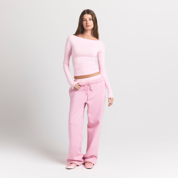 skims COTTON JERSEY LONG SLEEVE BOATNECK TOP